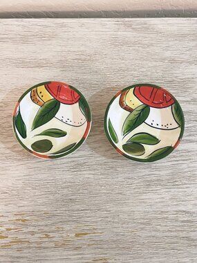 Pampered Chef Dipping Bowls Dishes Condiment Spice Set of 2 Ceramic